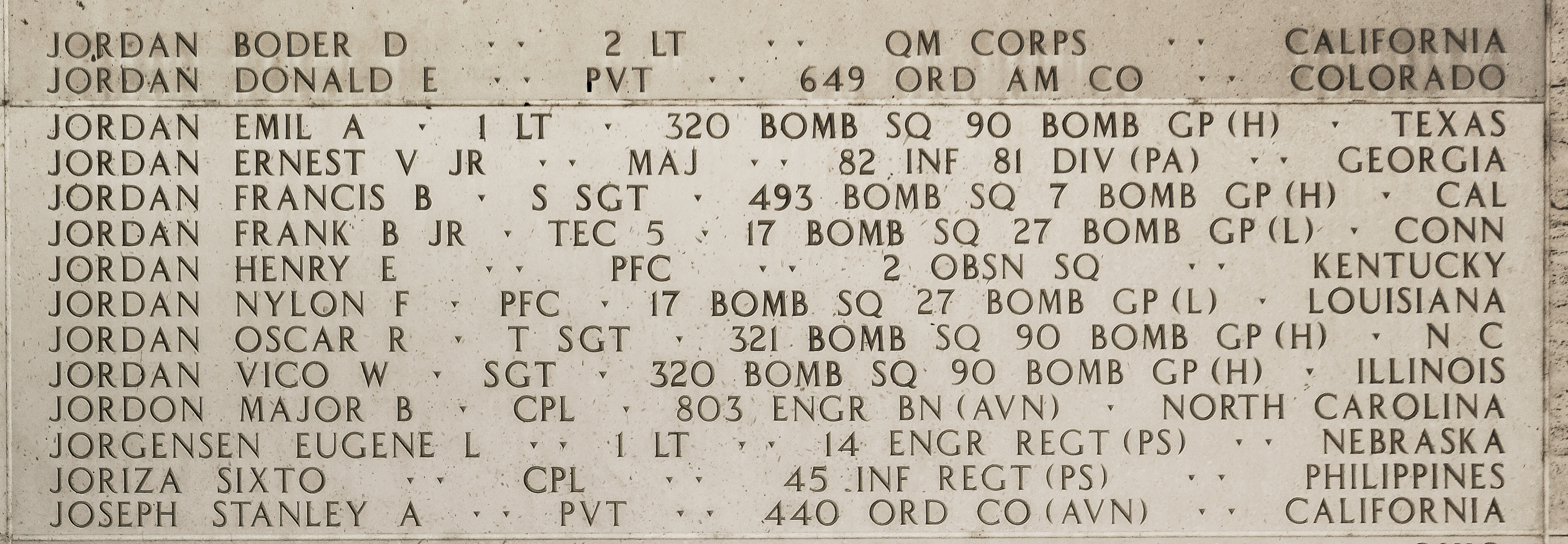 Emil A. Jordan, First Lieutenant